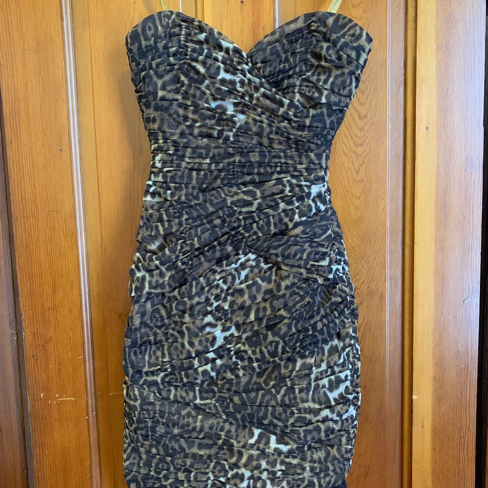 BCBGMaxazria Cocktail Dress, Leopard, Size 2